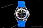 BLS Factory Breitling Superocean Cal.17 Movement 42mm Blue Band Black Face Watch